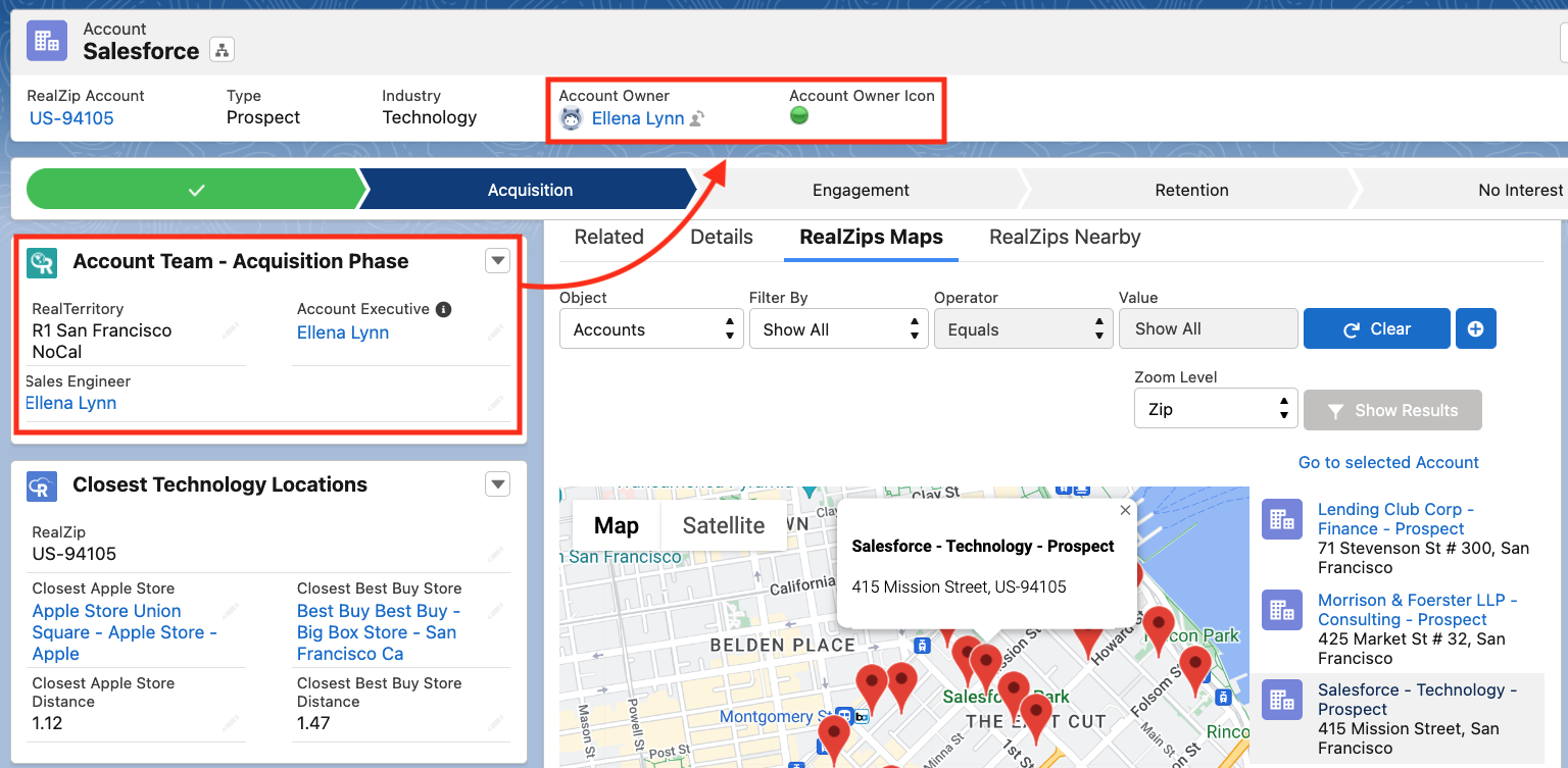 Automatic Account team and Account Owner assignment in Salesforce managed by RealZips